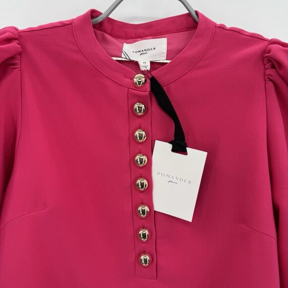 Pomander Place by Tuckernuck Cerise Pink Samantha Mini Dress sz M Long Sleeve - Picture 2 of 8